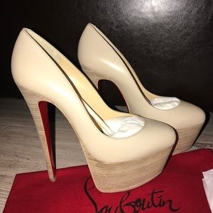 Christian Louboutin Victoria Beige Platform Heels